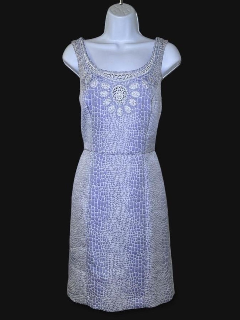 ANTONIO MELANI Lavender Crocheted Scoop-Neck Dress